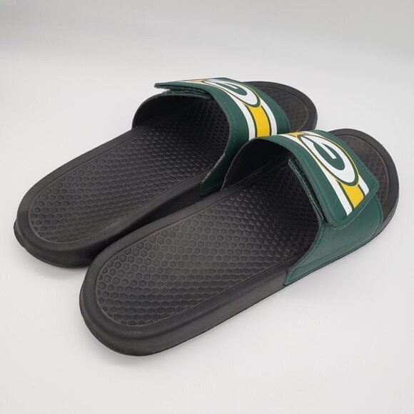 Green Bay Packers Slide Sandals Mens Size Large 11-12 Green Gold - Picture 4 of 8
